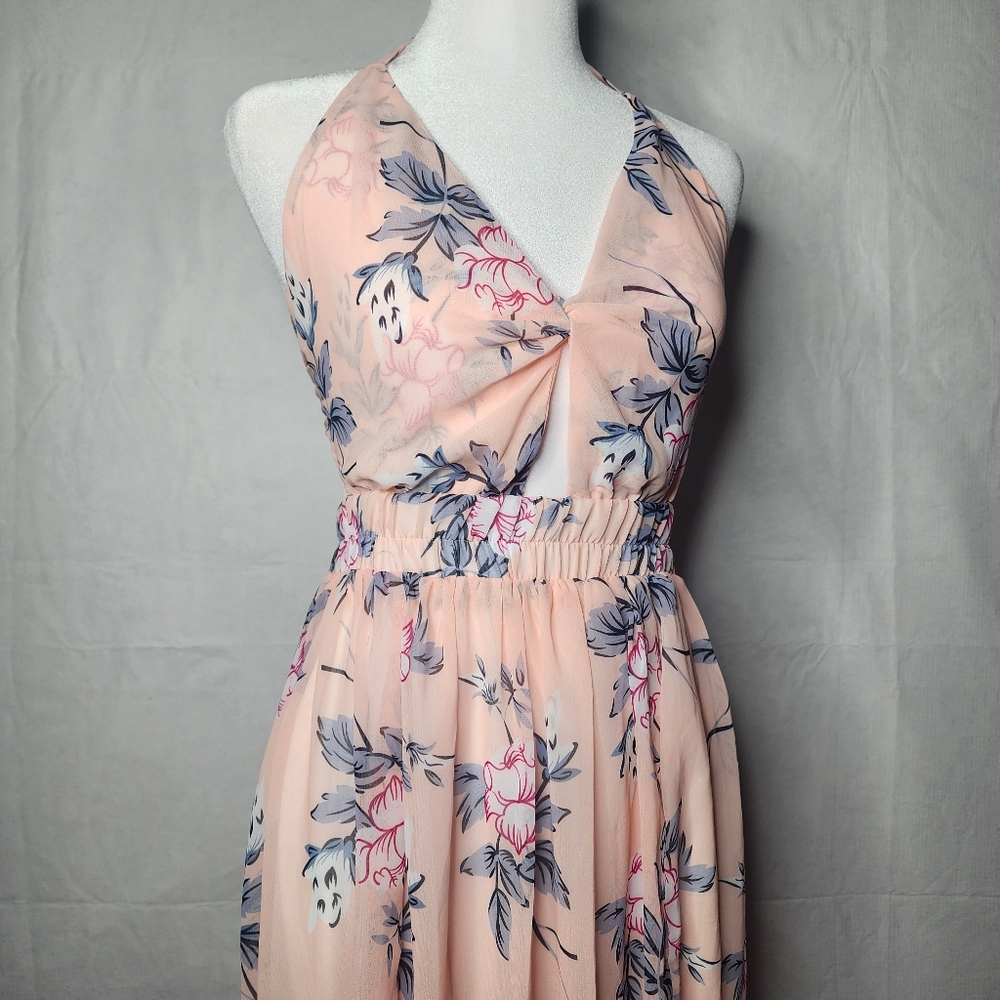 Women's Long Boho Beach Summer Floral Halter Dress Size Medium No Brand